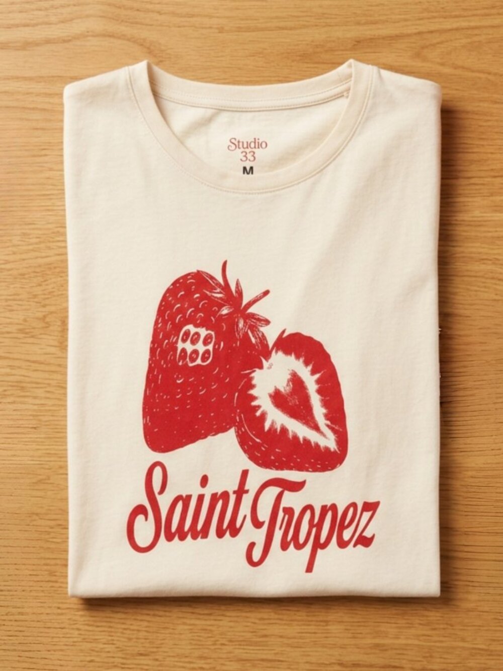 Studio 33 Women’s Saint-Tropez Strawberry Graphic T-Shirt Ivory S-XL